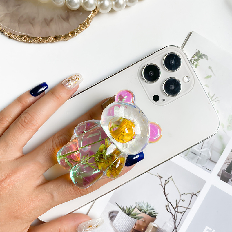 Supporto per telefono coreano Instagram Bear Laser creativo Fiore colorato Airbag Desktop Supporto stabile Portatile scalabile_voghion.com