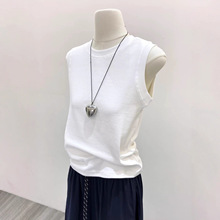 极简纯色百搭圆领无袖T恤女2025夏季新款纯棉内搭基础款工字背心