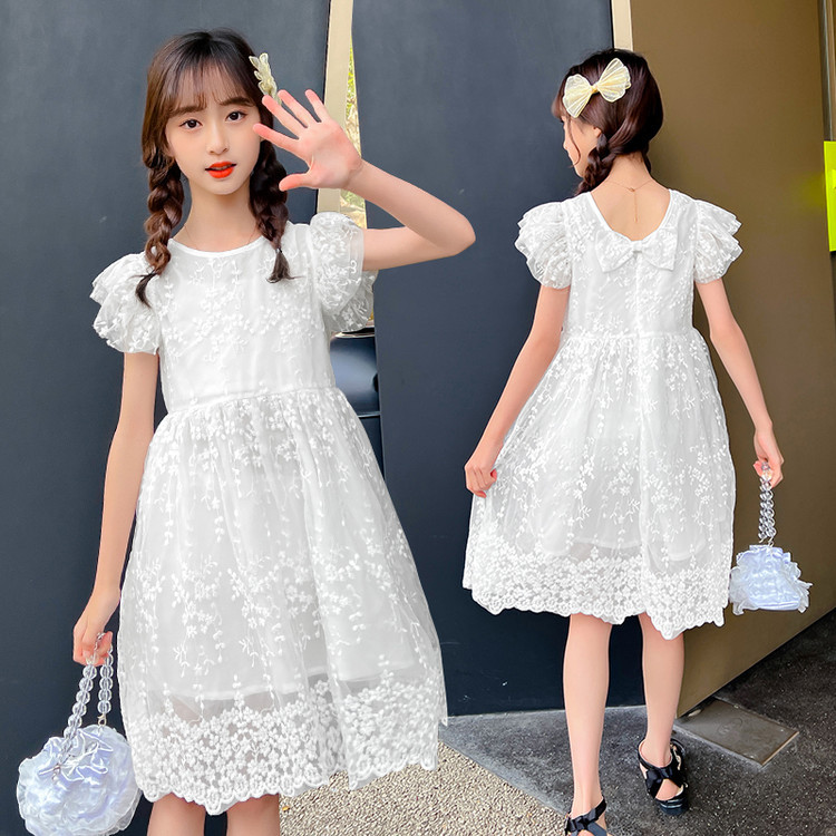 New Sleeveless Children's Skirt, Girls' Summer Dress, Small and Medium-Sized Children's Puffy Dress, Foreign Trade Children's Skirt, White and Stylish
