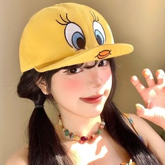 つば付きキャップ、かわいい小さな黄色いアヒルの刺繍入りCredi野球帽、2025年夏の新しい顔見せの小さな帽子