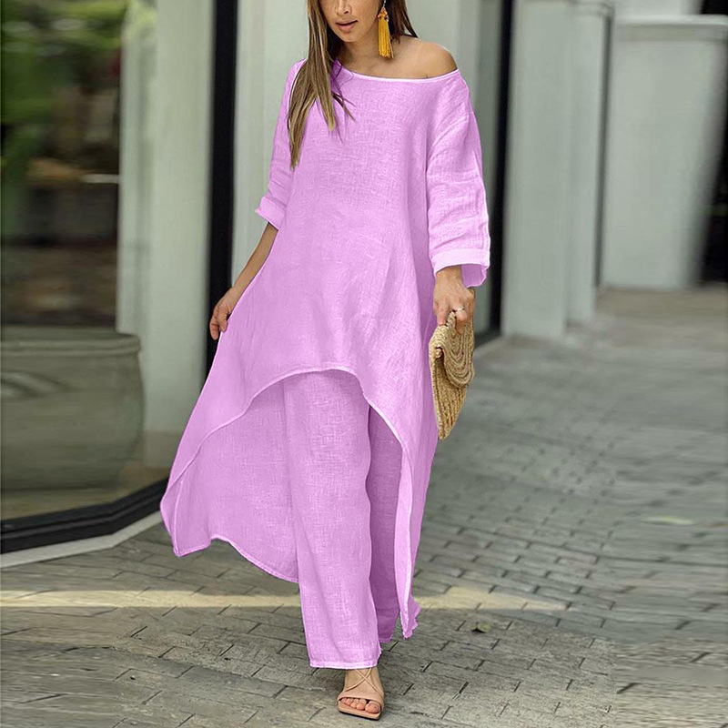 238g Weight Long Sleeve Sleeve Length Polyester Fabric Type Pant Co-ord Set Sets Type Street Women'S Casual Solid Color Polyester Pant Co-ord Set Pants Sets