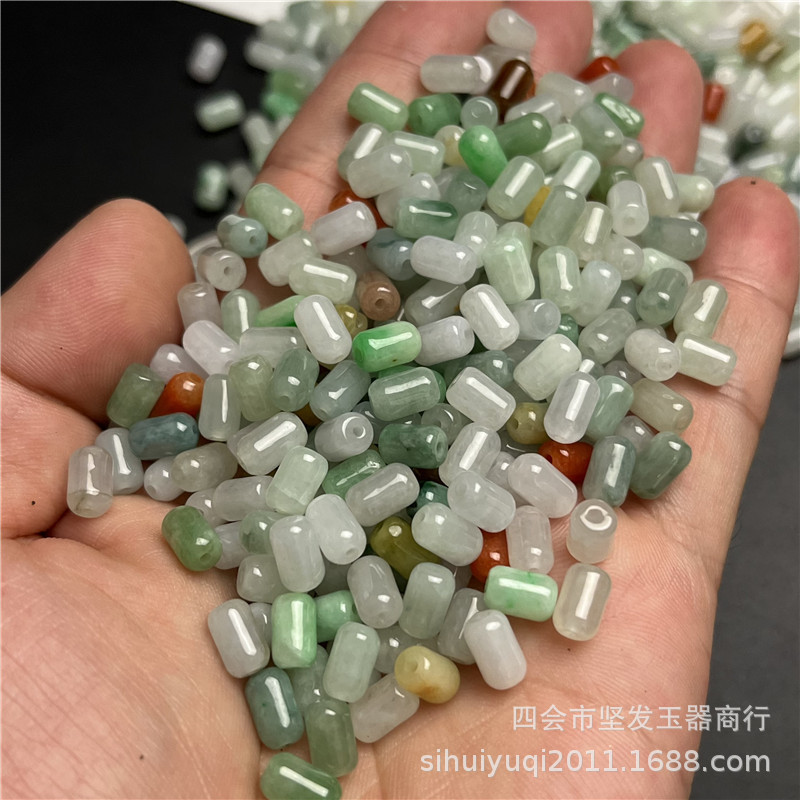A貨翡翠直管珠批發diy飾品新款膠囊散珠手工串珠材料手鍊項鍊配件
