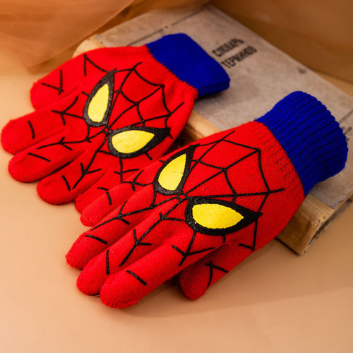 Spider-Man cartoon children's gloves for autumn and winter, warm and cute, suitable for boys and girls, kindergarten, writing, primary school students