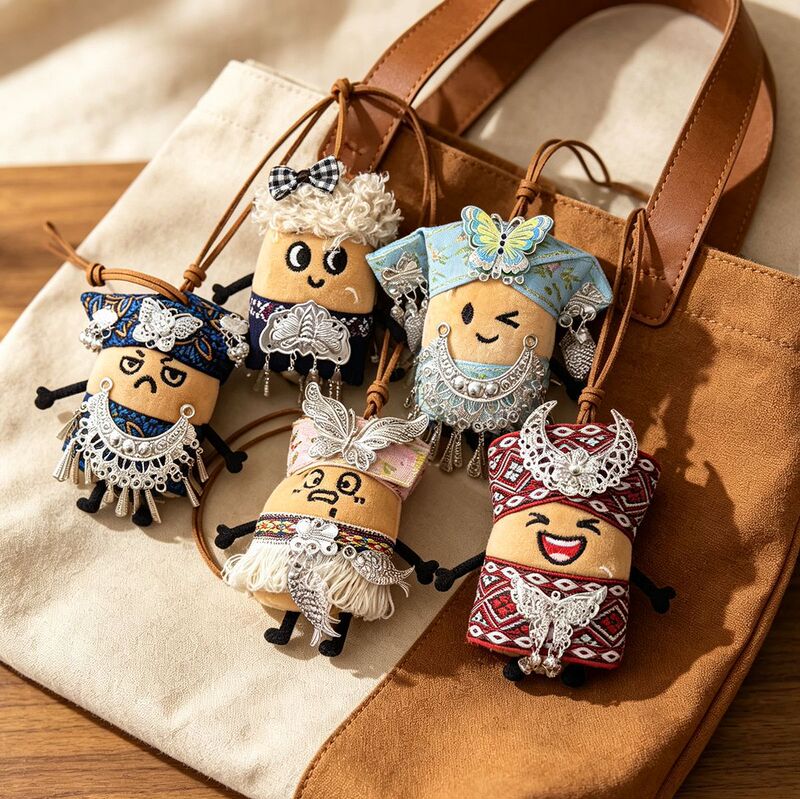 Guizhou small potato silver bell princess heart potato ethnic style bag pendant keychain car decoration pendant