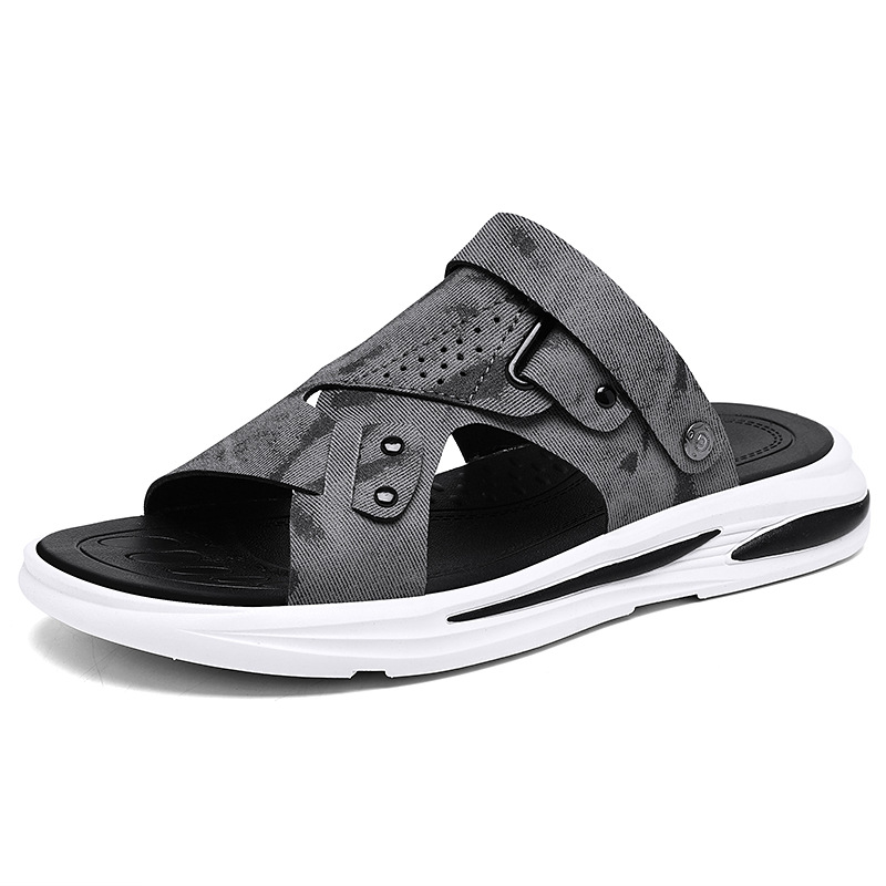 Verano nuevo cojín de aire de piel suave zapatillas de moda de negocios zapatos de playa casuales un pedazo al aire libre dos sandalias para hombres