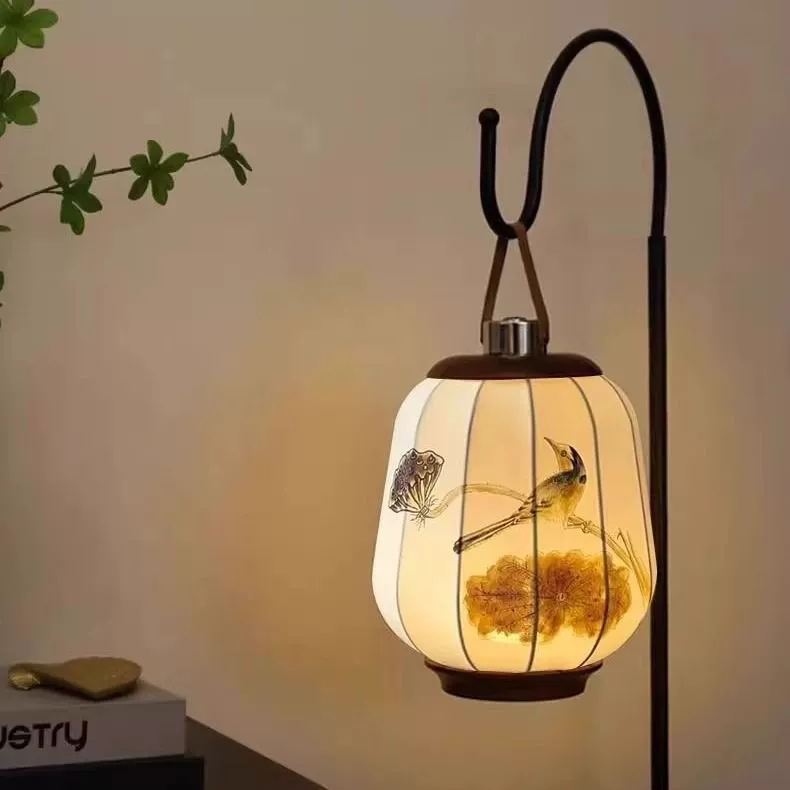 Новая китайская стильная перезаряжаемая напольная лампа 2025 года, новая лампа для гостиной, рядом с диваном, в стиле ретро, для чайной комнаты, лампа в атмосфере дзен.