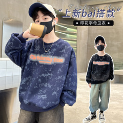 兒童裝男童春裝衛衣2024新款春季春秋款中大童帥氣男孩炸街上衣潮