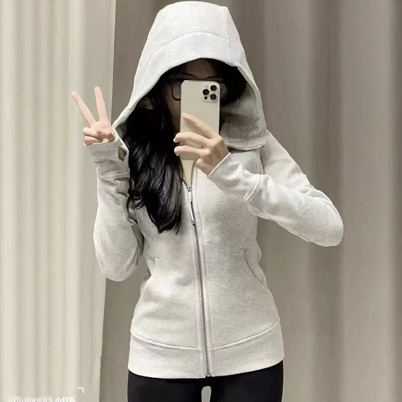 秋季加绒外套女春秋款卫衣秋冬2025新款修身运动短款连帽瑜伽上衣