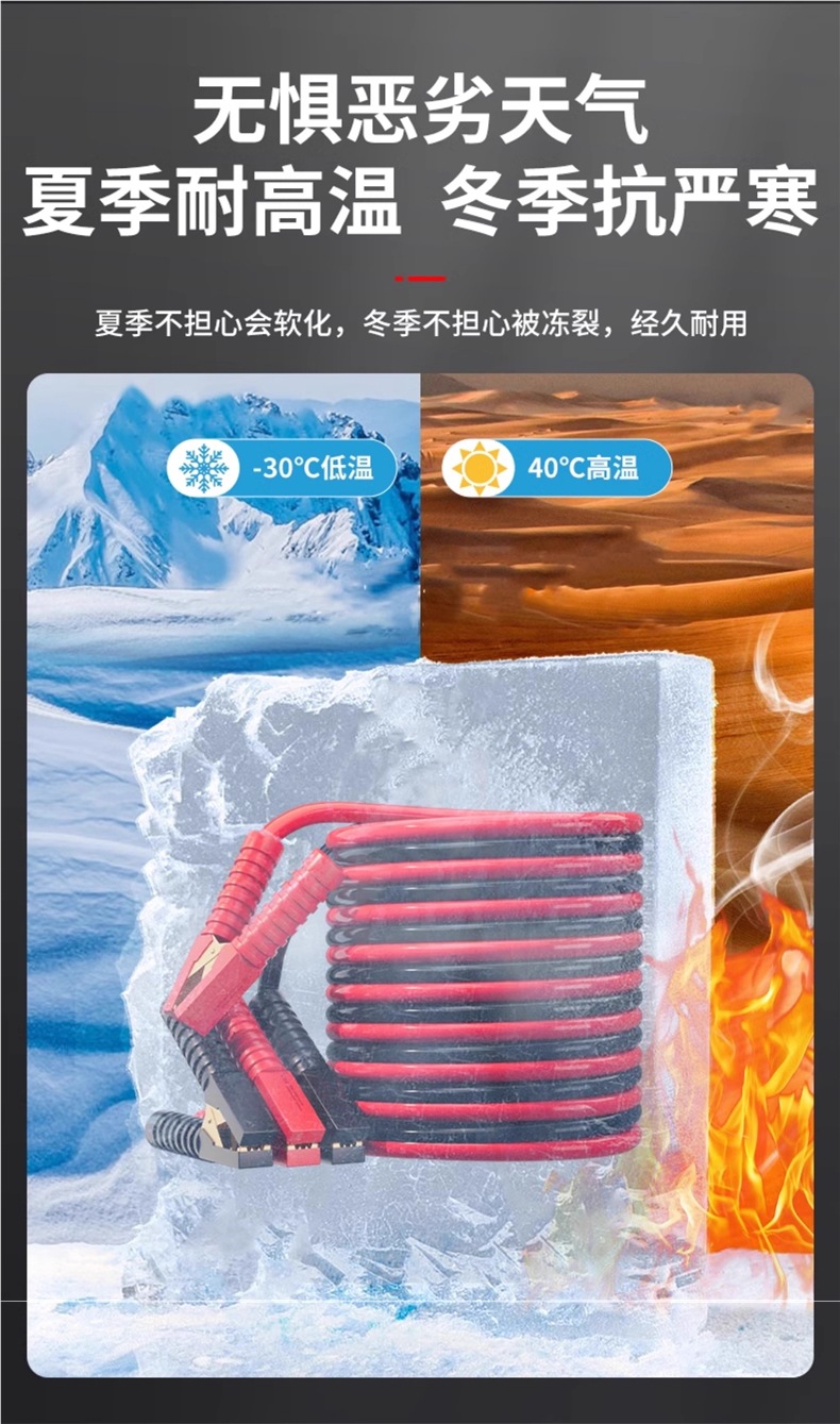 Car Battery Jumper Cables Pure Copper Thickened Car Jumper Wires with Alligator Clips for Starting the Car