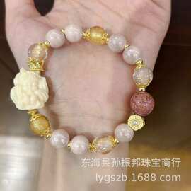 景区同款热销款香灰瓷金箔琉璃九尾狐度母大漆手链手串批发