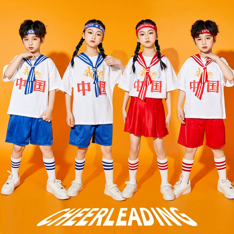 Национальный день дети Черлидинга выступления Национальный костюм Чао Начальная школа Летние игры Костюм для выступления чирлидинга
