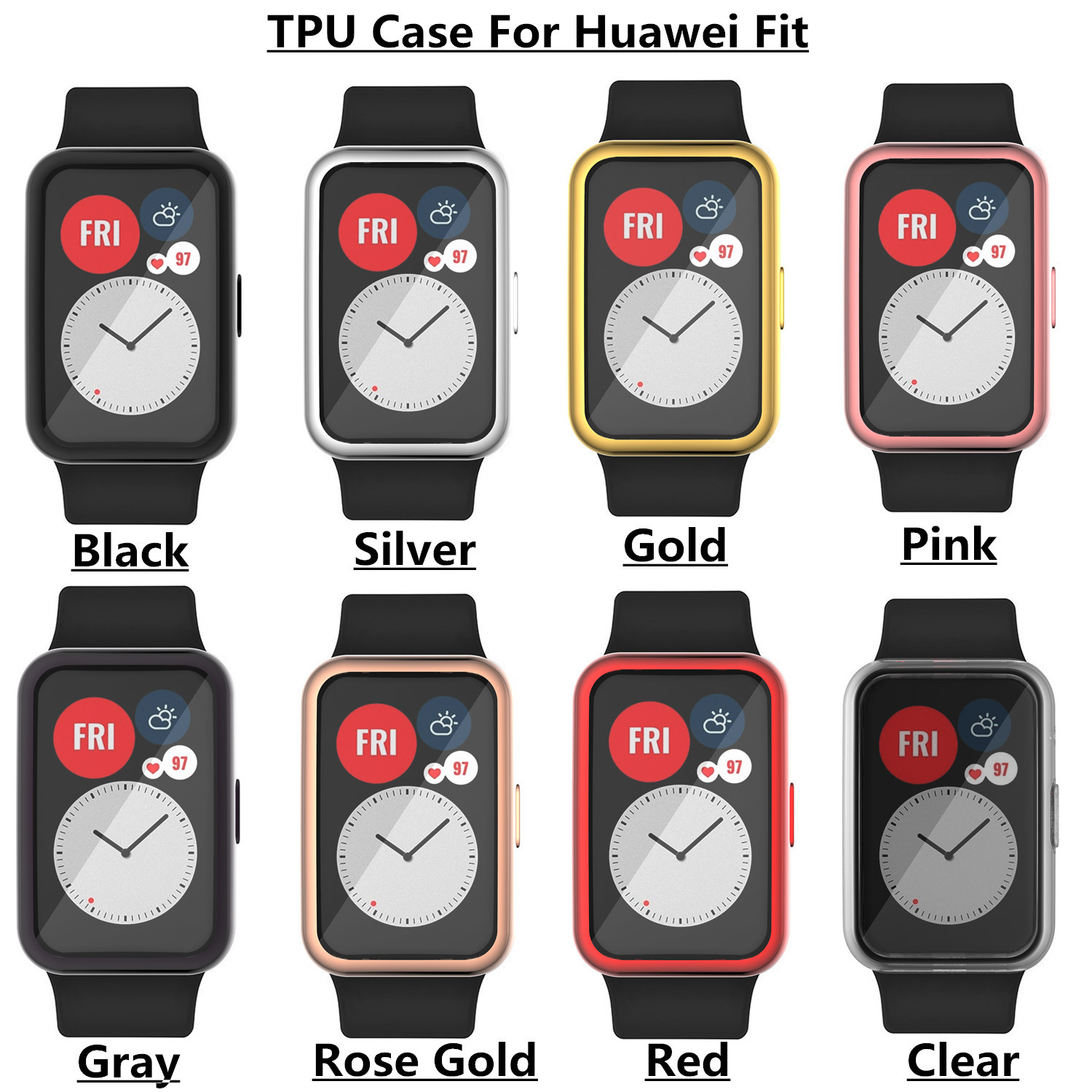 Huawei FIT reloj inteligente electrochapado TPU todo incluido caso para Huawei Fit bolsa de pantalla resistente a los arañazos funda protectora