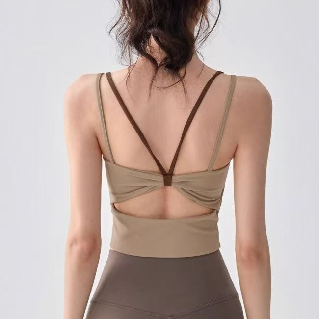 Contrast Color Beautiful Back Sports Bra Women's All-In-One Shock-Proof Push-Up Yoga Vest Running Pilates Fitness Top New Contrast Color Beautiful Back Sports Bra Women's All-In-One Shock-Proof Push-Up Yoga Vest Running Pilates Fitness Top New