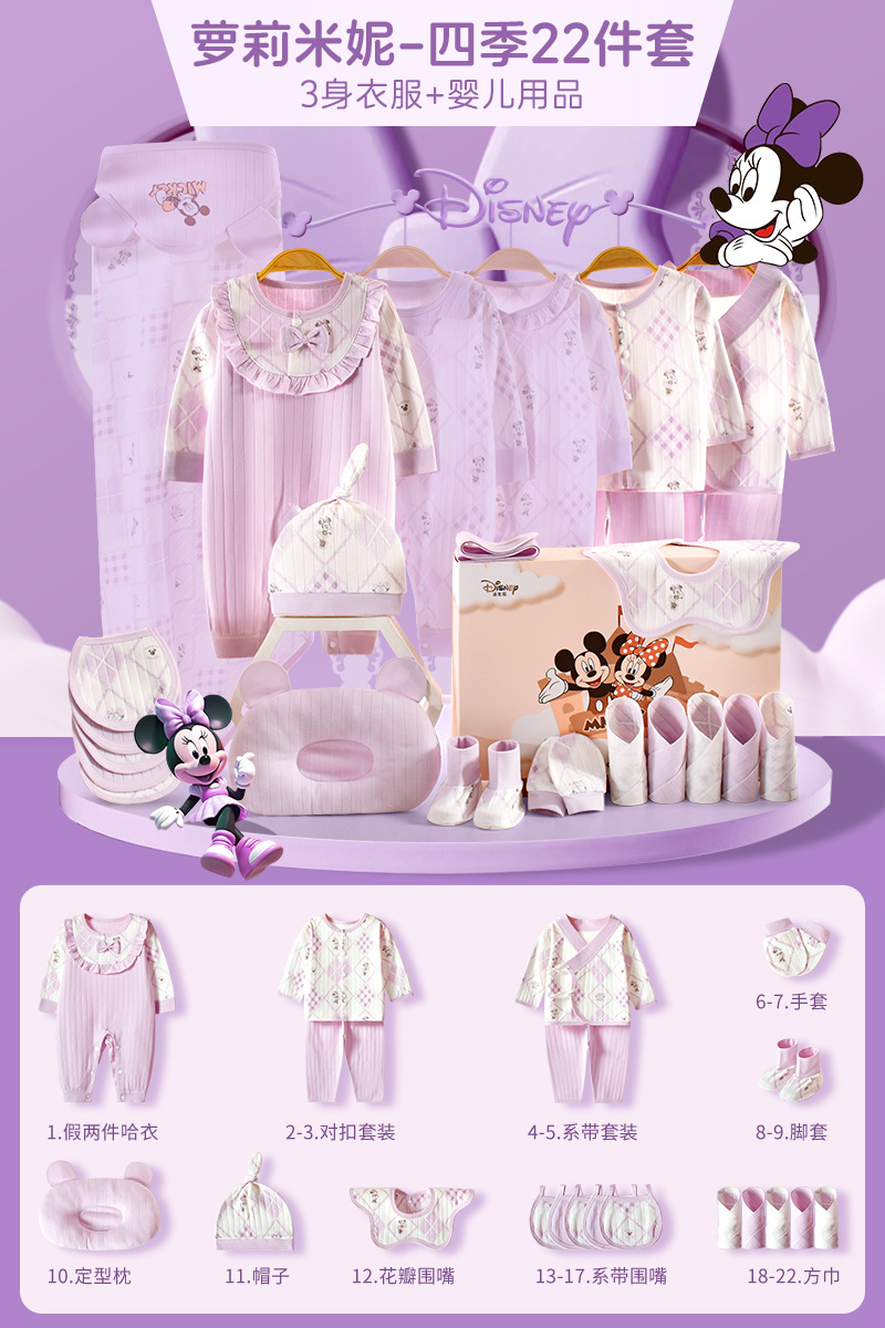 ディズニー ベビーギフトボックス 新生児服 純綿セット 新生児 女の子 満月祝いギフト 高級