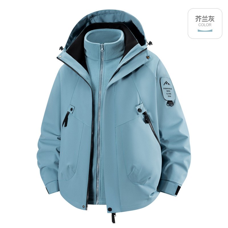 Tmall の同じスタイルのアウトドアカップルジャケット、女性用、スリーインワン防風防水ハイキングジャケット、男性用トレンディ|undefined
