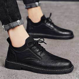 回力休闲皮鞋男英伦风商务黑色男鞋软底夏季透气男款鞋子男士