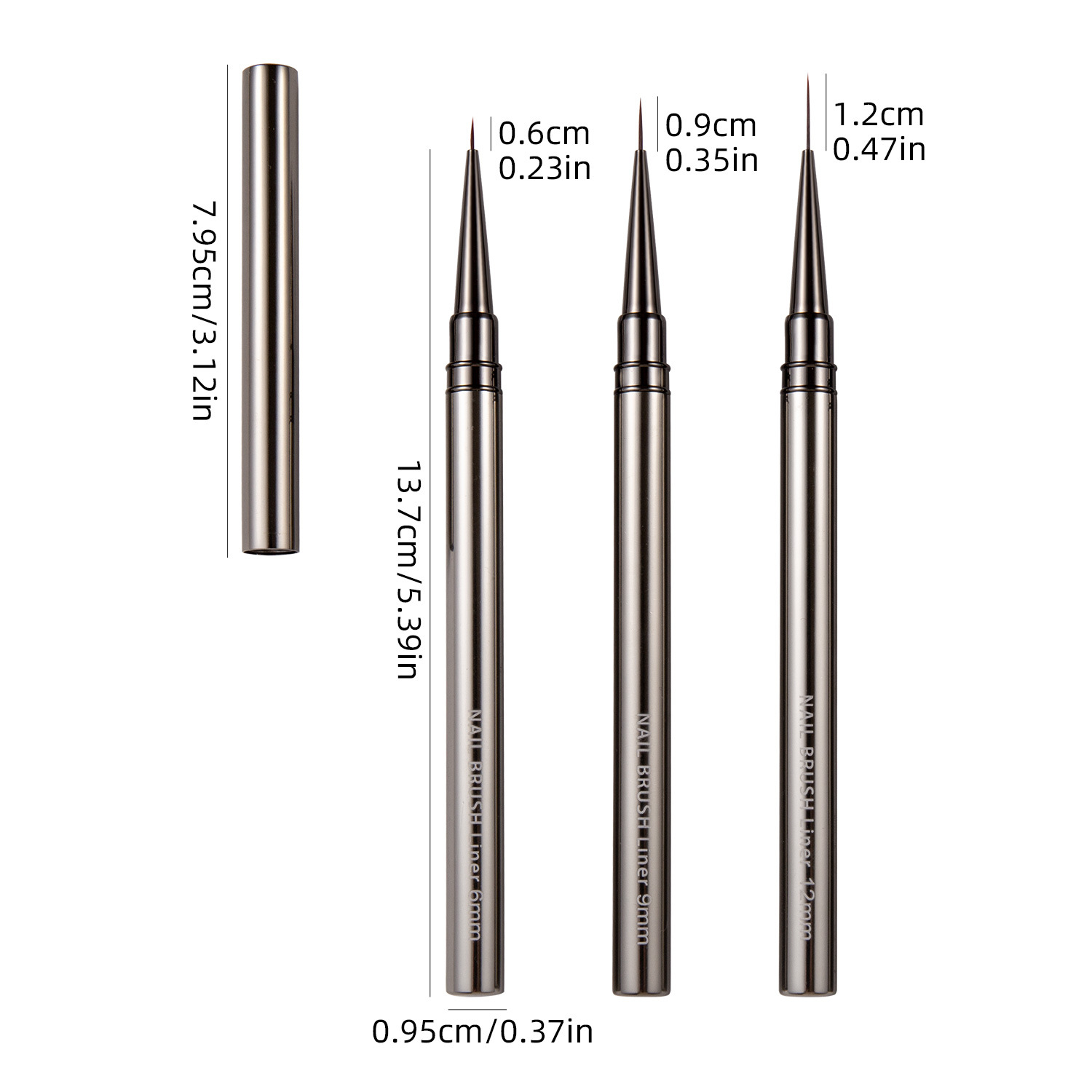 12 piezas varilla de metal cepillo de uñas traje fino pelo dibujo pluma tubo de cobre fototerapia pintura pluma línea dibujo flor herramienta