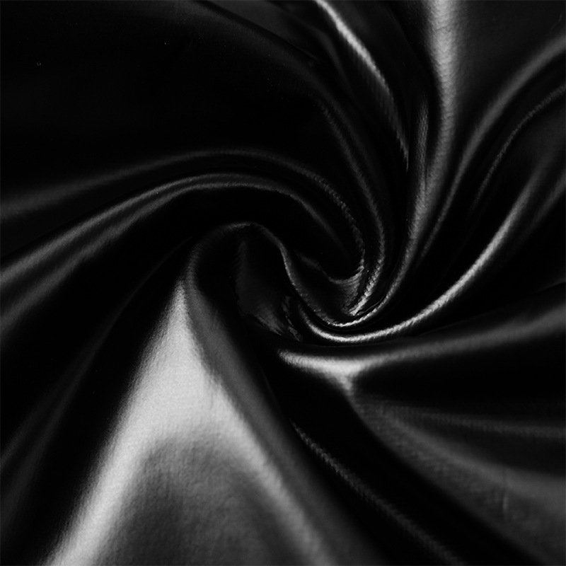 Prospettiva elastica attillata T-shirt a maniche lunghe con maglietta a maniche lunghe in pelle PU patchwork sexy_voghion.com