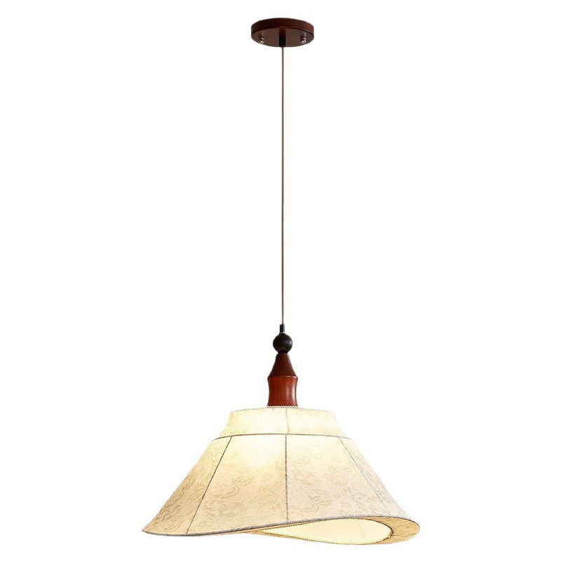 Colgante pequeño de sala de estar de dormitorio medieval francés nogal retro candelabro de impresión de tela de alta calidad de color Nanyang