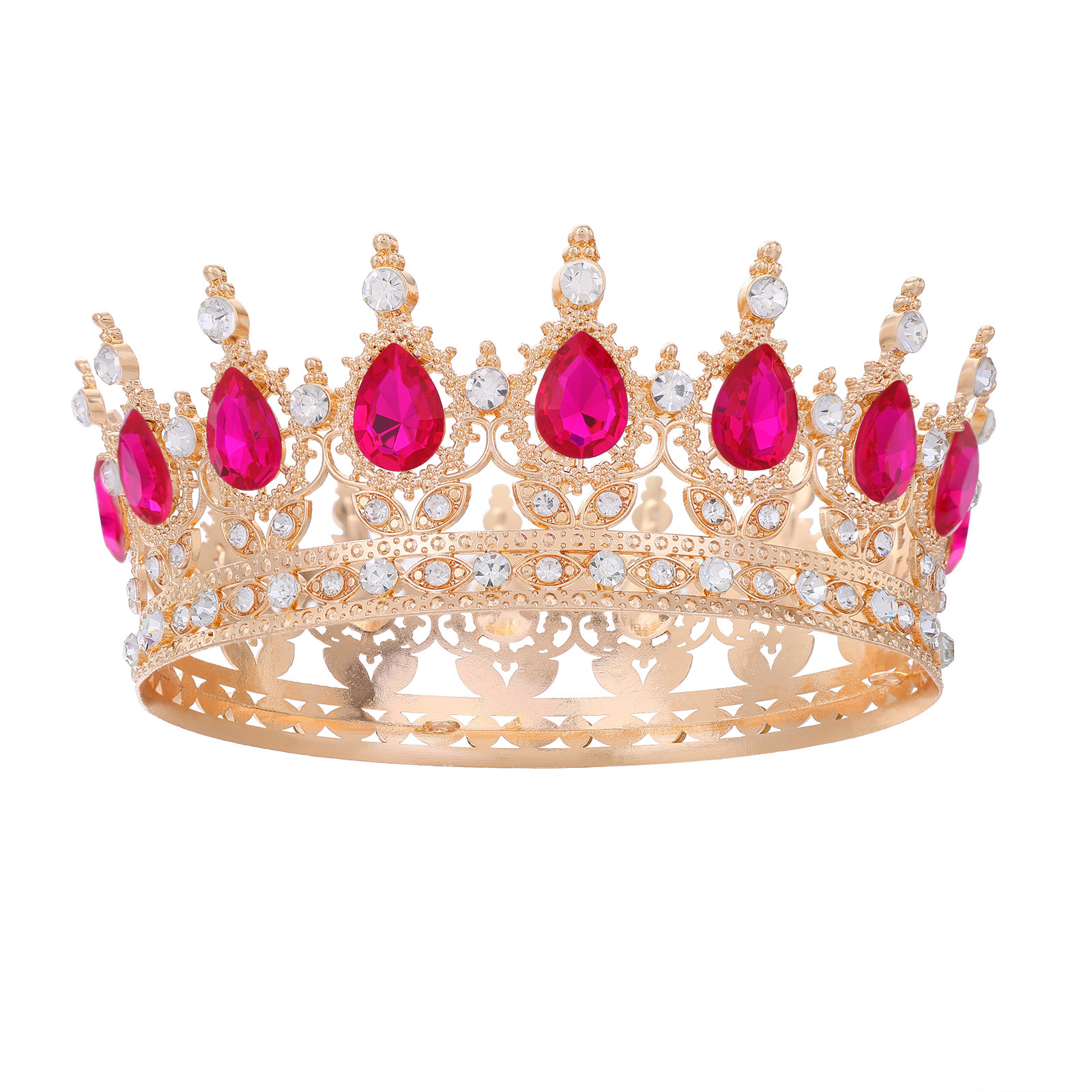 Barroco transfronterizo corona redonda cabeza de novia europea regalo de cumpleaños barroco corona redonda joyas para el pelo