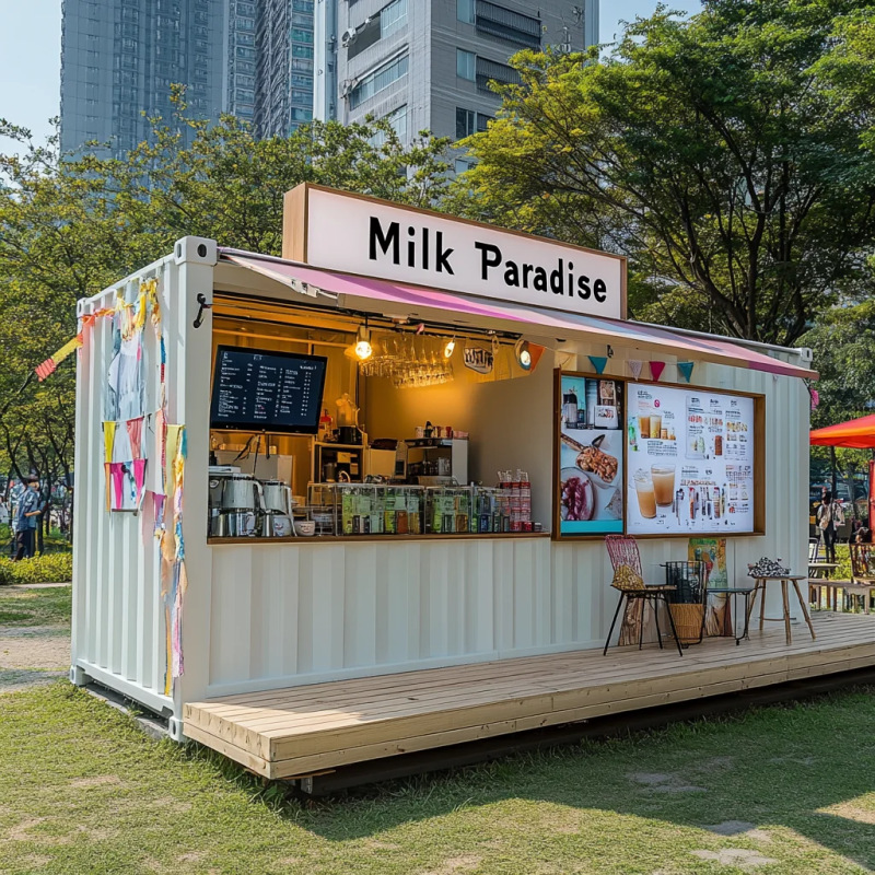 Tienda de contenedores en línea tienda de té de leche personalizada tienda de café quiosco móvil punto escénico mercado nocturno barraca casa móvil
