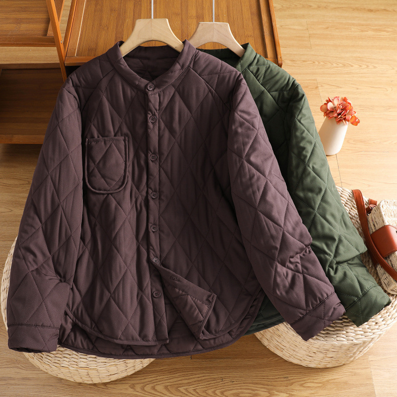 Real Shot of Winter Quilted Cotton Tops, Pure Color Stand-Up Collars, Lightweight and Warm Winter Cotton Coats, Lightweight Quilted Cotton Jackets for Women Real Shot of Winter Quilted Cotton Tops, Pure Color Stand-Up Collars, Lightweight and Warm Winter Cotton Coats, Lightweight Quilted Cotton Jackets for Women