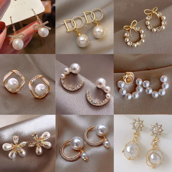 @ Special Offer @Accessories Temperament Casual Pearl Bow Earrings Women's High-Quality Easiest for Match Fashion Stud Earrings Wholesale