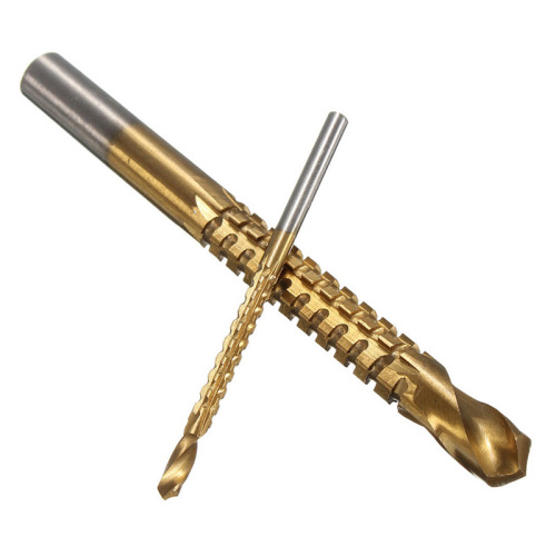 Woodworking sawtooth twist drill bit high-speed steel round handle saw drill set hand electric drill punching groove tool woodworking drill bit