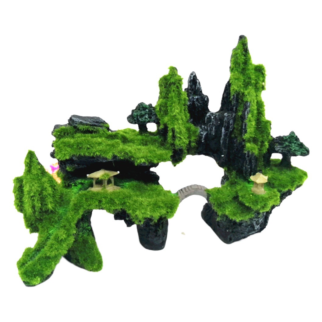 Fábrica directa acuario resina pecera paisaje decoración musgo flocado simulación rocalla escape Casa Grande rocalla