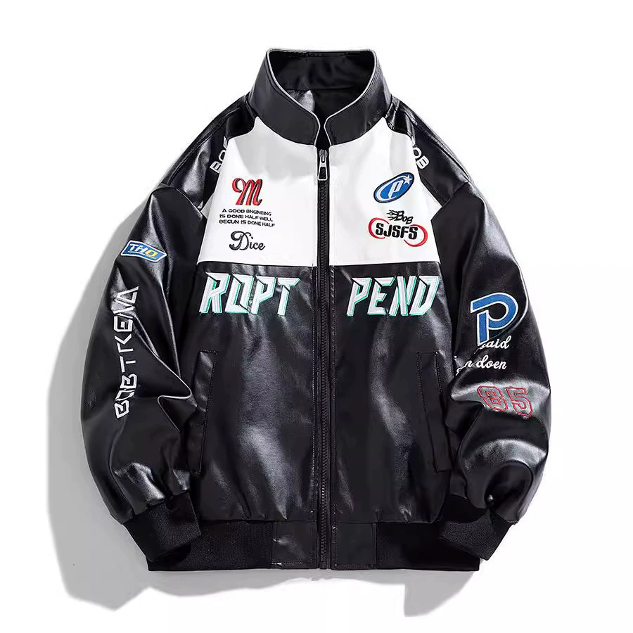 Американская кожаная куртка PU мужская куртка весна и осень новая автомобильная одежда с вертикальным воротником