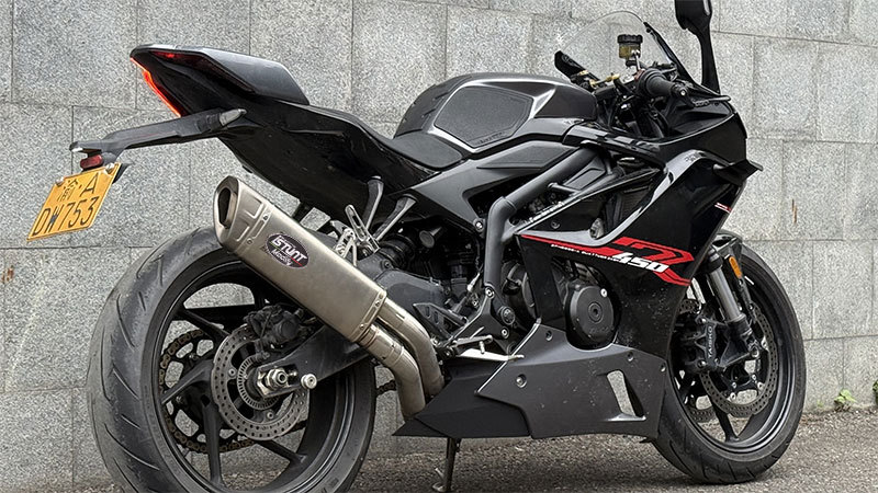 Suitable for motorcycle Excelle 450RR exhaust pipe modification Excelle 450RR side row double pipe 76 thick pipe tail section