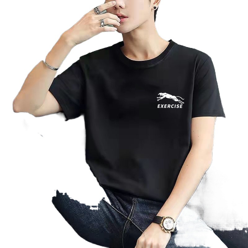 Camiseta de calidad de moda corta letra delgada manga corta Camiseta cuello redondo de los hombres de moda todo partido casual Top ropa de los hombres t