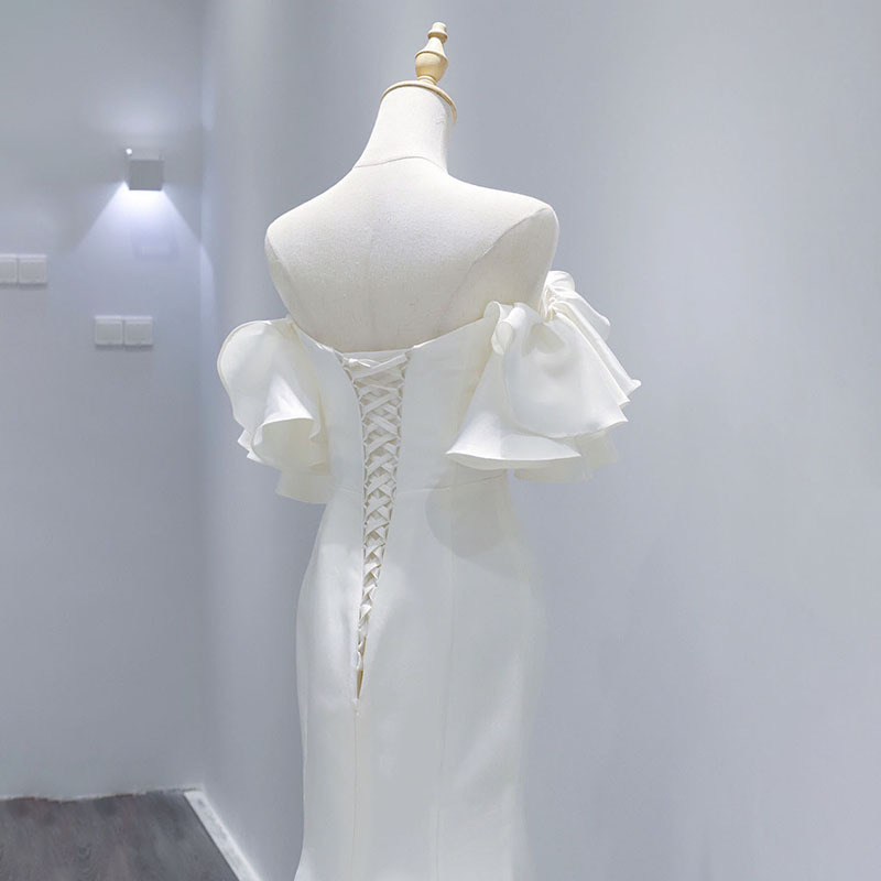 Vestido de novia de satén estilo sirena, nuevo estilo 2026, elegante vestido de recepción y salida para la novia, vestido adelgazante de ensueño súper mágico.