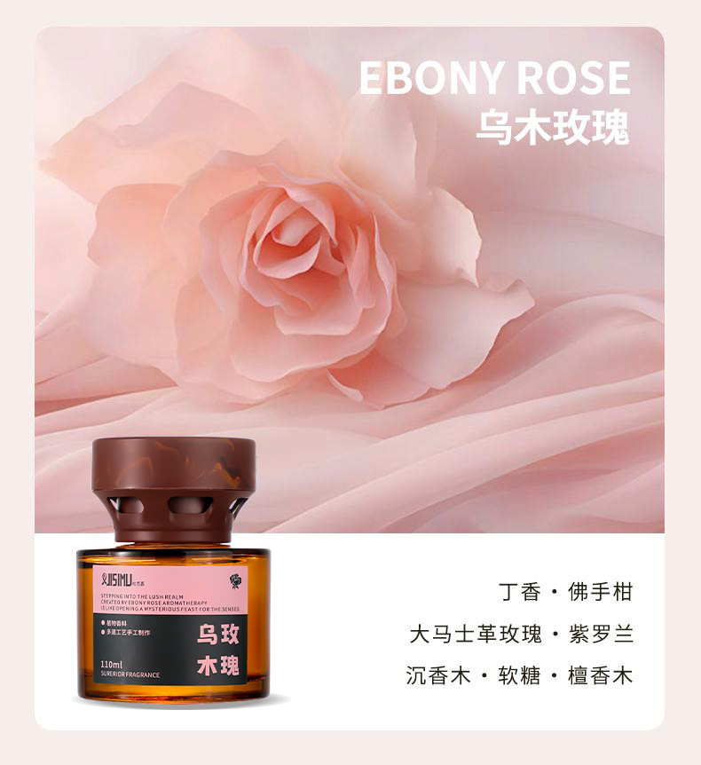 Ebony Long-Lasting Fragrance Diffuser, High-End Flameless Aroma Ornament, Car Deodorizer, Car Fragrance, Car Air Freshener