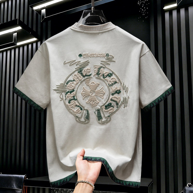American-Style Men's Designer Embroidered Short-Sleeve T-Shirt 2026 New Summer Trendy Luxury European High-End Half-Sleeve Shirt