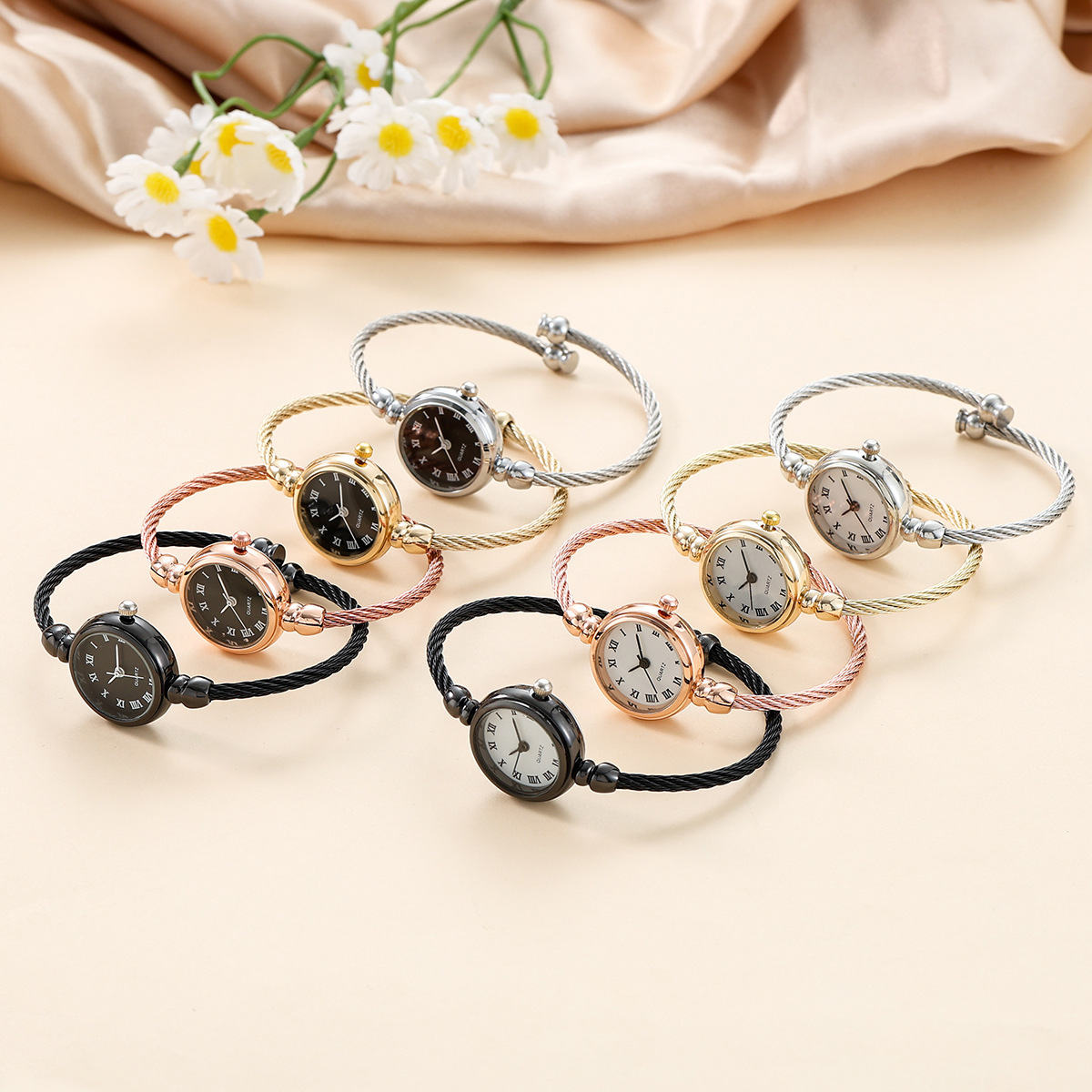 Cross-Border Hot-Selling Bracelet-Style Ins Watch for Female Middle School Students Korean Style Simple Creative College Style Trendy Quartz Watch