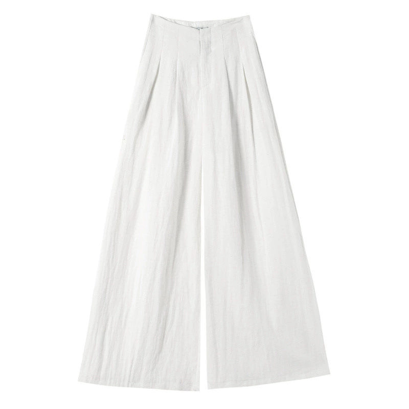 Summer silk thin trousers for leisure, high waist, cotton and linen — летние тонкие шелковые брюки для отдыха, высокая посадка, хлопок и лен
