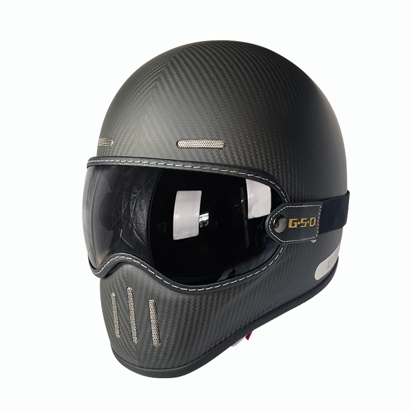 Motosiklet kaskı (dəbilqə) — Motuoche Helmet - matte-9k-black-tea-visor-m55-56