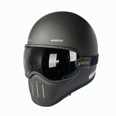 Motosiklet kaskı (dəbilqə) — Foreign Trade Export Carbon Fiber Retro - matte-9k-black-tea-mirror-m55-56