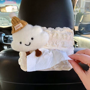 2026 New Model Car Tissue Box, Plush Hanging Type, Universal, Car Interior Accessories, Wholesale from Manufacturer, Cross-Border Dropshipping