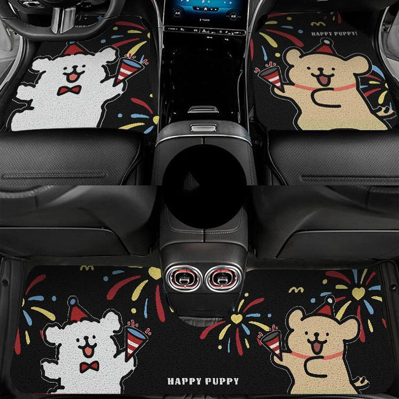 Customizable small order: Cute and versatile bear silk loop car floor mat, mud-scraping, anti-dirt, wear-resistant, easy to maintain