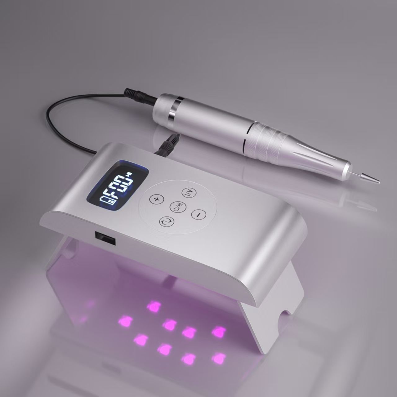 601 pulidora de uñas portátil 2 en 1 pulidora de uñas luz de uñas todo en uno