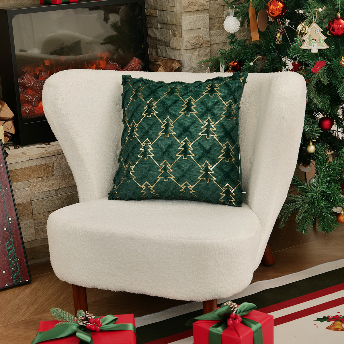 2025 transfronterizos nuevos fundas de almohada de Navidad Europa y América decoración de Navidad fundas de almohada de peluche TEMU en stock