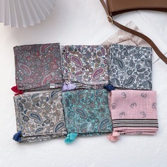 新款網紅碎花包頭小方巾女夏天韓版百搭絲巾髮帶領巾防曬沙灘巾薄