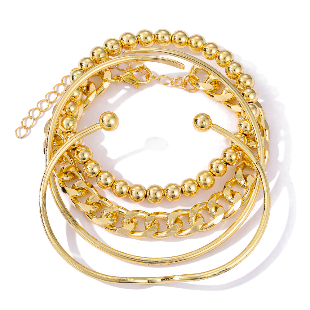 Retro Chain Bangle Bracelet Simple Open Stacking Hand Jewelry_voghion.com