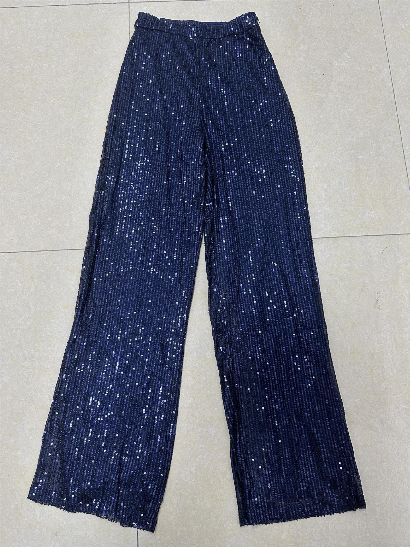 280g Weight Full Length Pants Length Spandex, Polyester Fabric Type High Waist Waist Line Casual Pants Pants Type High Elasticity Elasticity Party, Street Occasion Comfort Function Regular Fit Fit Type Solid Color Pattern Summer, Spring, Autumn Season Women's Gender Sequins Design Fashion Style Women's Party Street Fashion Solid Color Full Length Sequins Casual Pants 69