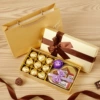Golden acrylic gift box, 18 cells