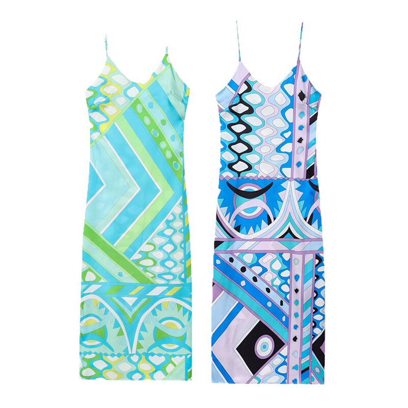 2025 New Autum Women's Clothing European and American Style Fashionable Holiday Style Casual Printed Suspender Dress