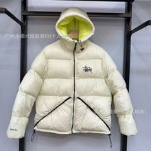 2025STU新款经典纯色百搭刺绣拉链连帽拼色棉服男款黑色ins高版本