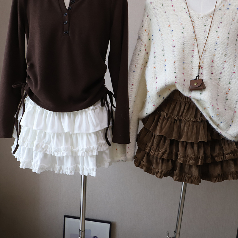 [Bizheng] 2025 Autumn New Korean Style Elastic High Waist Cake Skirt Women's Fashion Slimming and Tall Half Skirt 5150